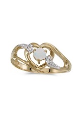 handsome 14k gold diamond heart opal gemstone baby birthstone ring
